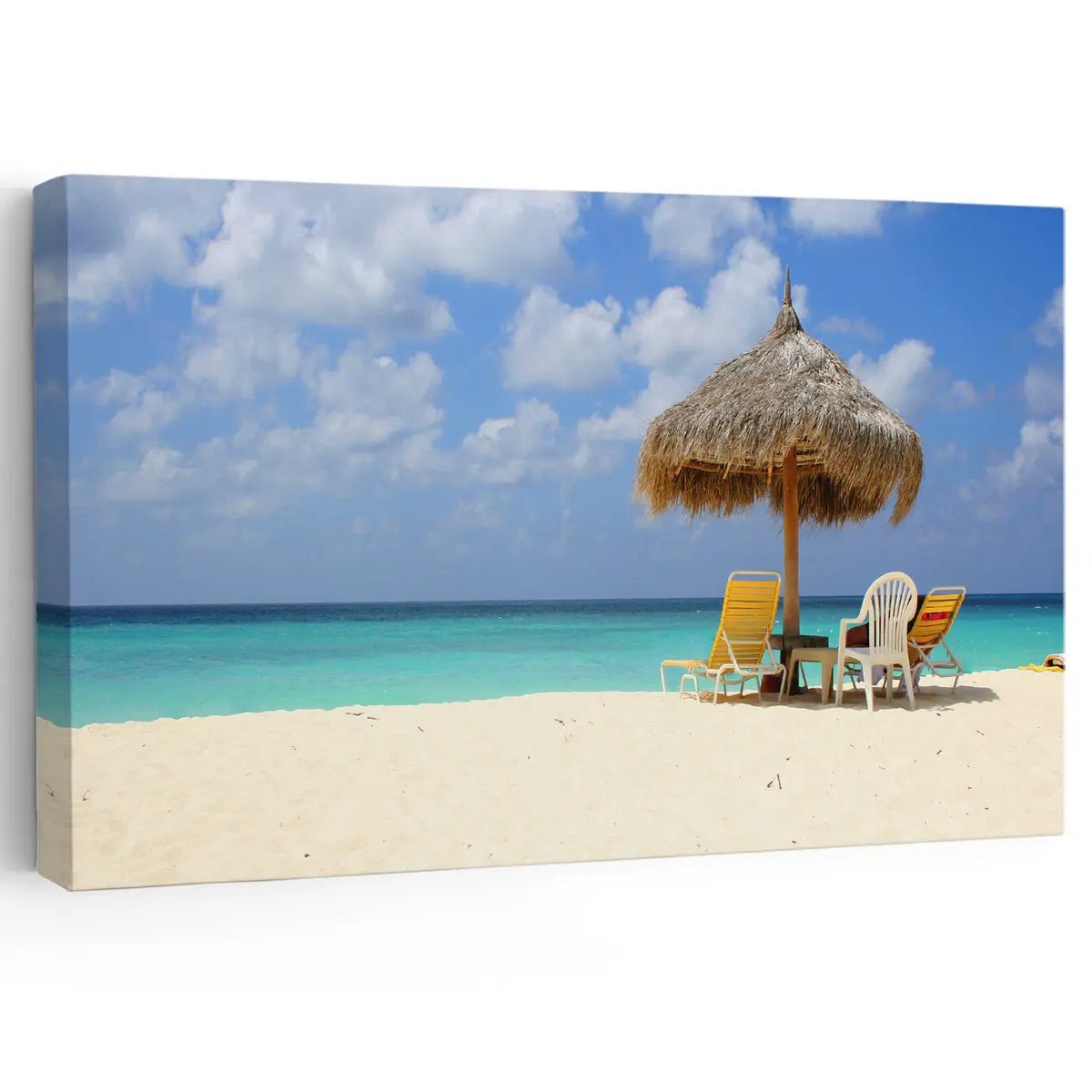 Beach wall art canvas featuring Aruba’s Eagle Beach with white sand and ocean.