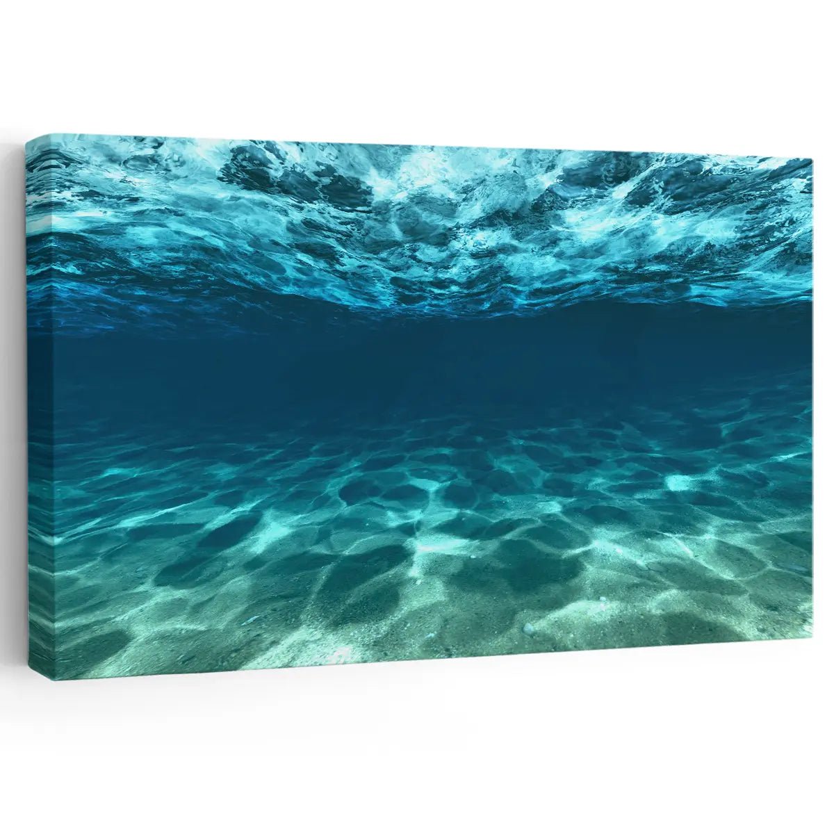 Underwater ocean wall art canvas, a stunning ocean artwork print for coastal-themed living room decor.