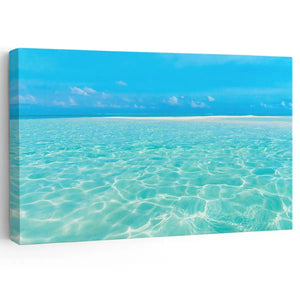 Large coastal canvas wall art featuring a serene beach scene.