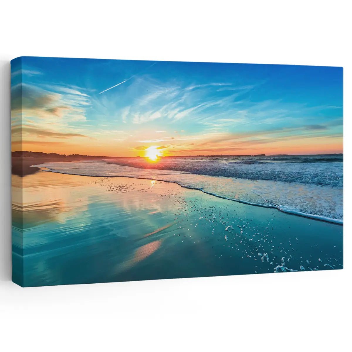 Beach theme artwork canvas, a stunning beach art print for coastal-themed bedroom wall decor.