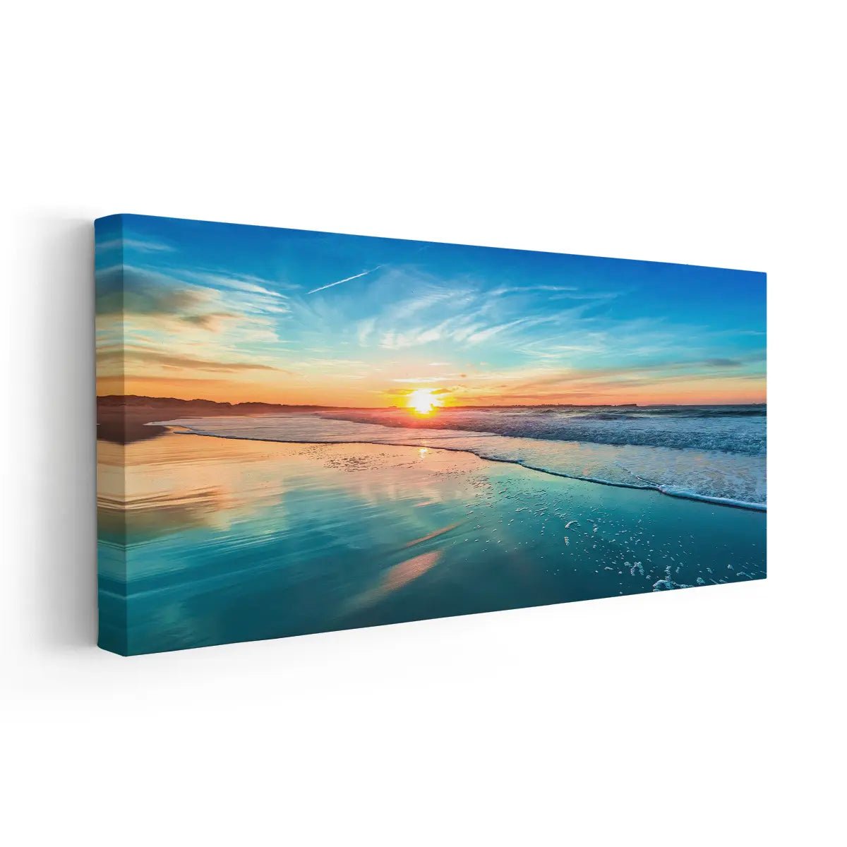 Large beach canvas wall art featuring a serene beach scene, perfect for shabby chic beach decor.