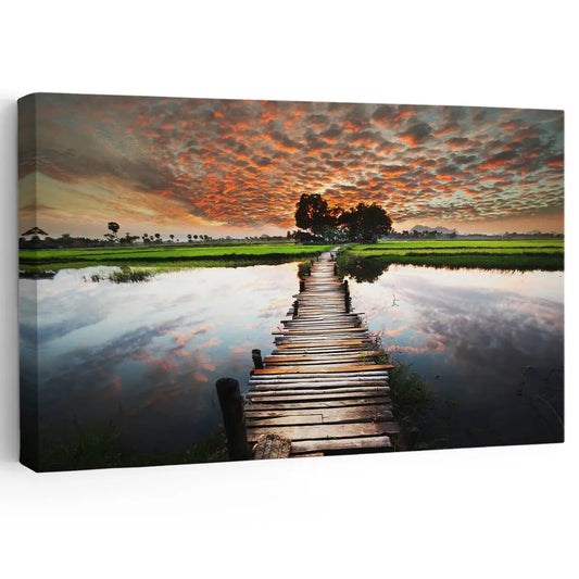 Sunset Dock Wall Art Canvas