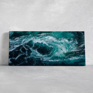 Large ocean framed artwork for coastal-inspired interiors.