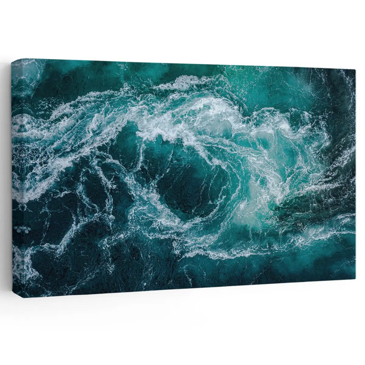 Large coastal framed wall art featuring a powerful ocean wave.