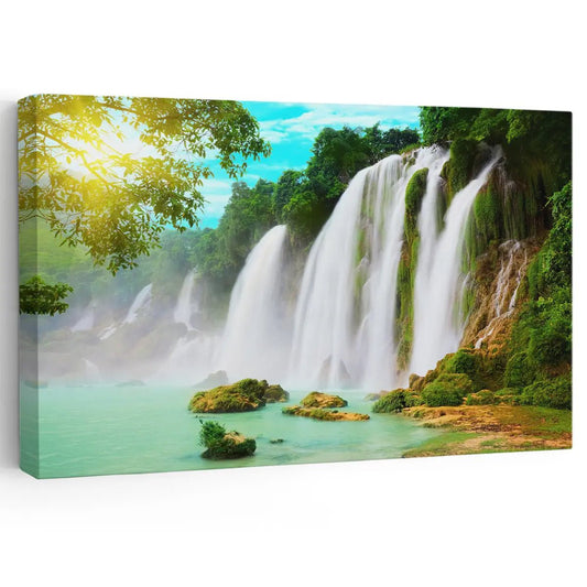 Detian Forest Waterfall Wall Art Canvas