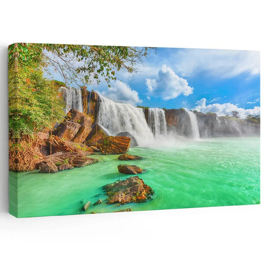 Beautiful Green Waterfall Wall Art Canvas