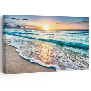 Sunrise beach canvas wall art, a stunning beach wall art canvas for coastal-themed home decor.