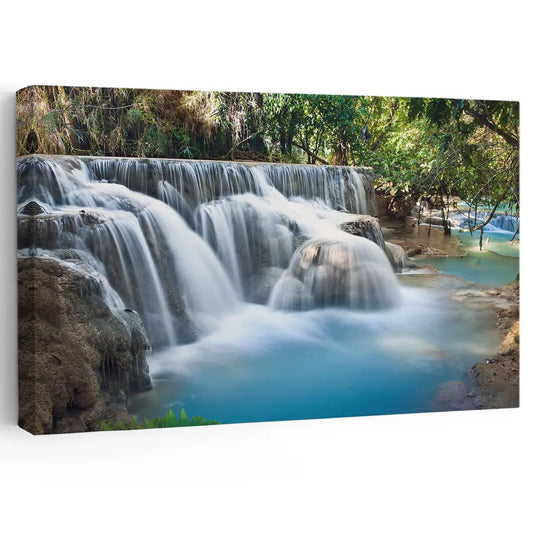 Turquoise Tropical Waterfall Wall Art Canvas