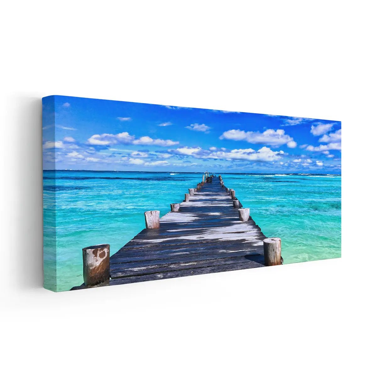 Large framed beach wall art with a breathtaking coastal perspective.