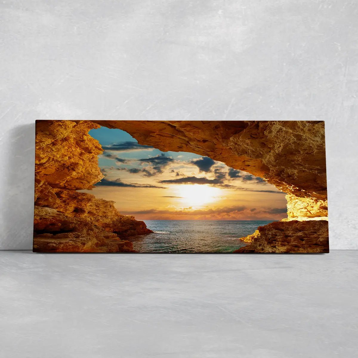 Coastal artwork canvas with warm tones and a relaxing seascape view.