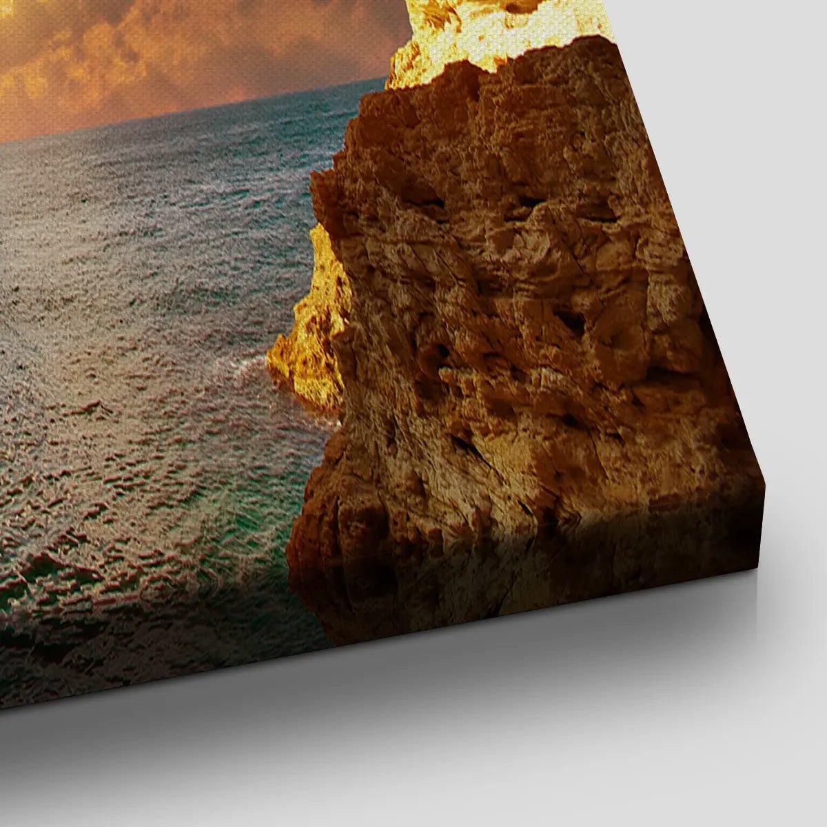 Coastal Sunset Wall Art - Ocean Cave Canvas Print for Beach Decor