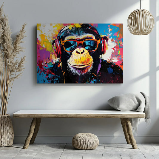 DJ Monkey Graffiti Canvas Wall Art-Stunning Canvas Prints