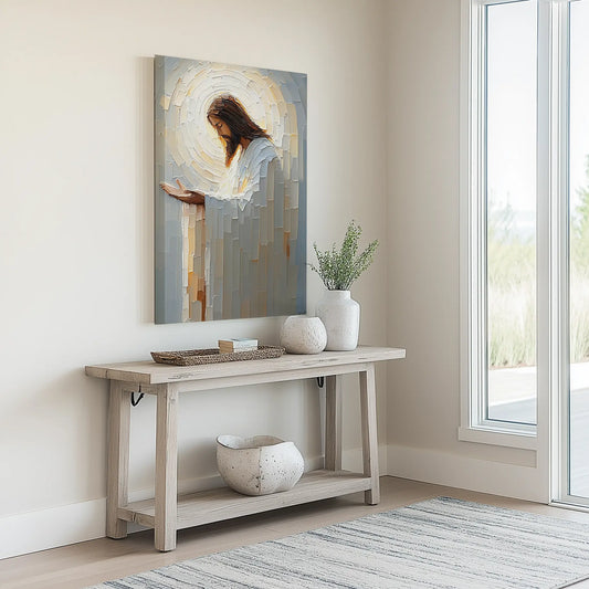 Painting of Jesus Christ, abstract Christian artwork, framed religious art, Christian art canvas