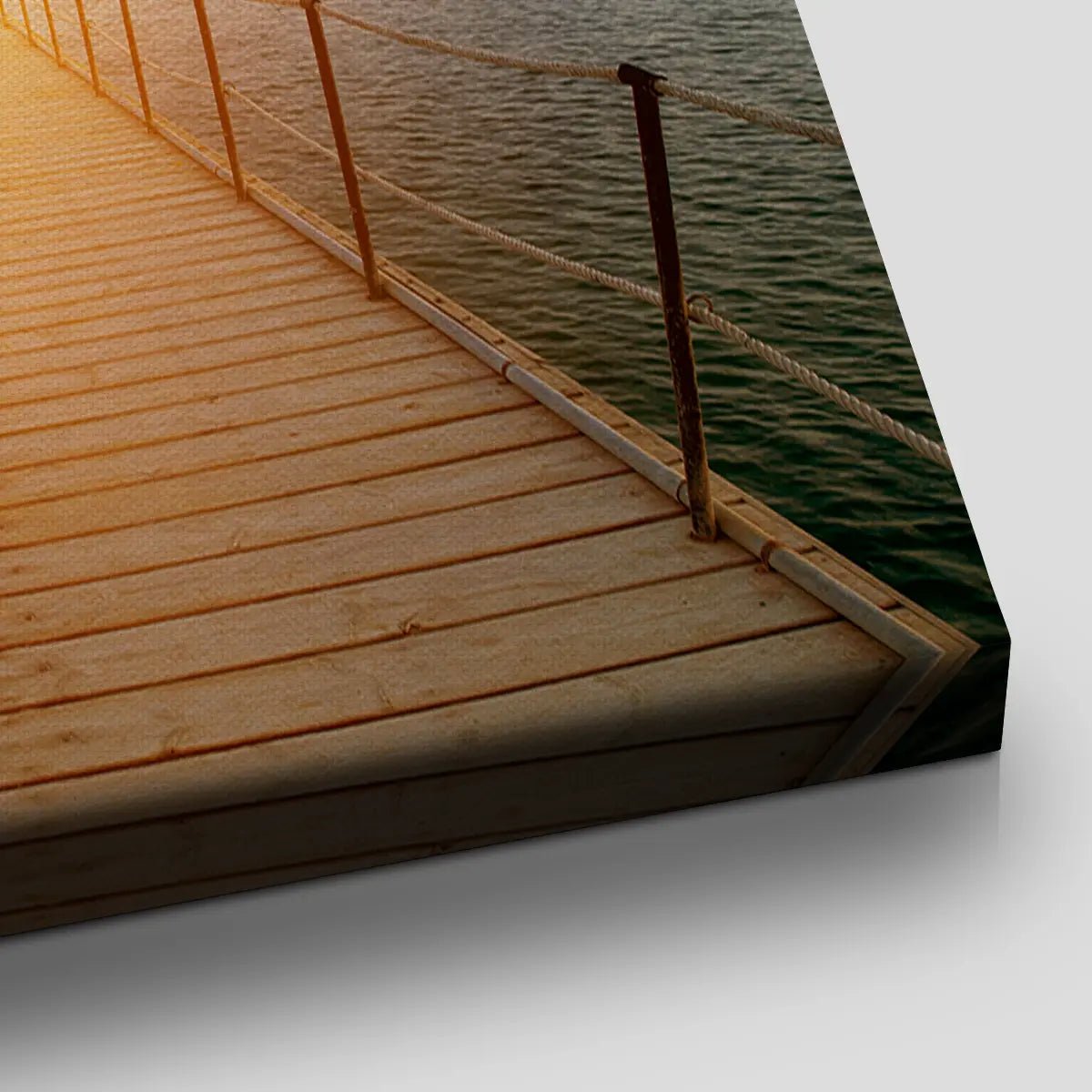 Large Coastal Canvas Wall Art – Sunset Dock Over Ocean for Beach House Decor