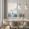 Vertical Christian wall art of Jesus walking on water in a contemporary dining room, complementing the decor with inspiration.