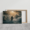 Christ walking on water framed painting, Christian wall art for living room, faith print.