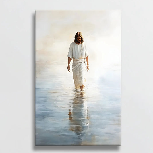 jesus walking on water canvas, christian wall art, framed religious artwork