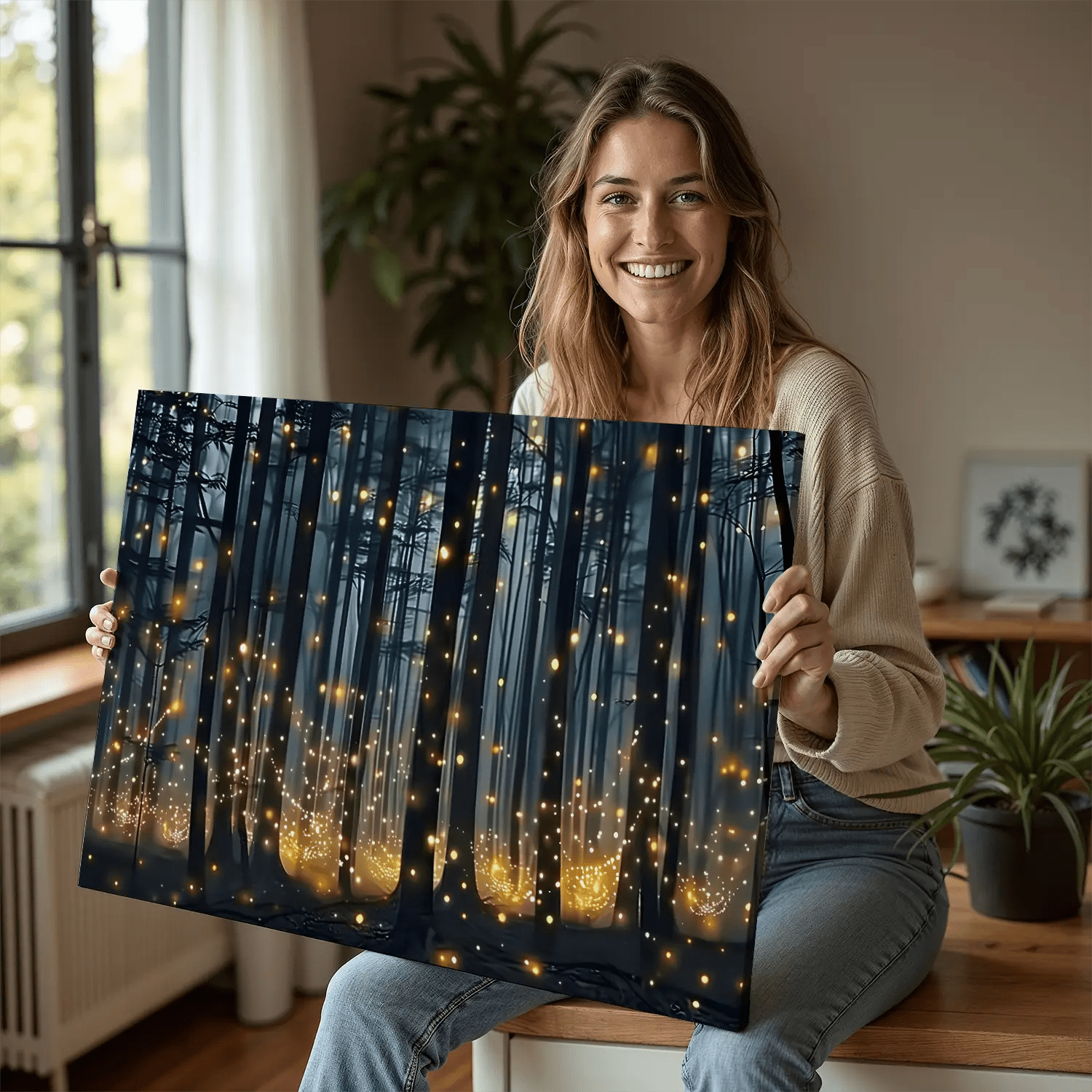 Mystical Firefly Forest Canvas Art-Stunning Canvas Prints