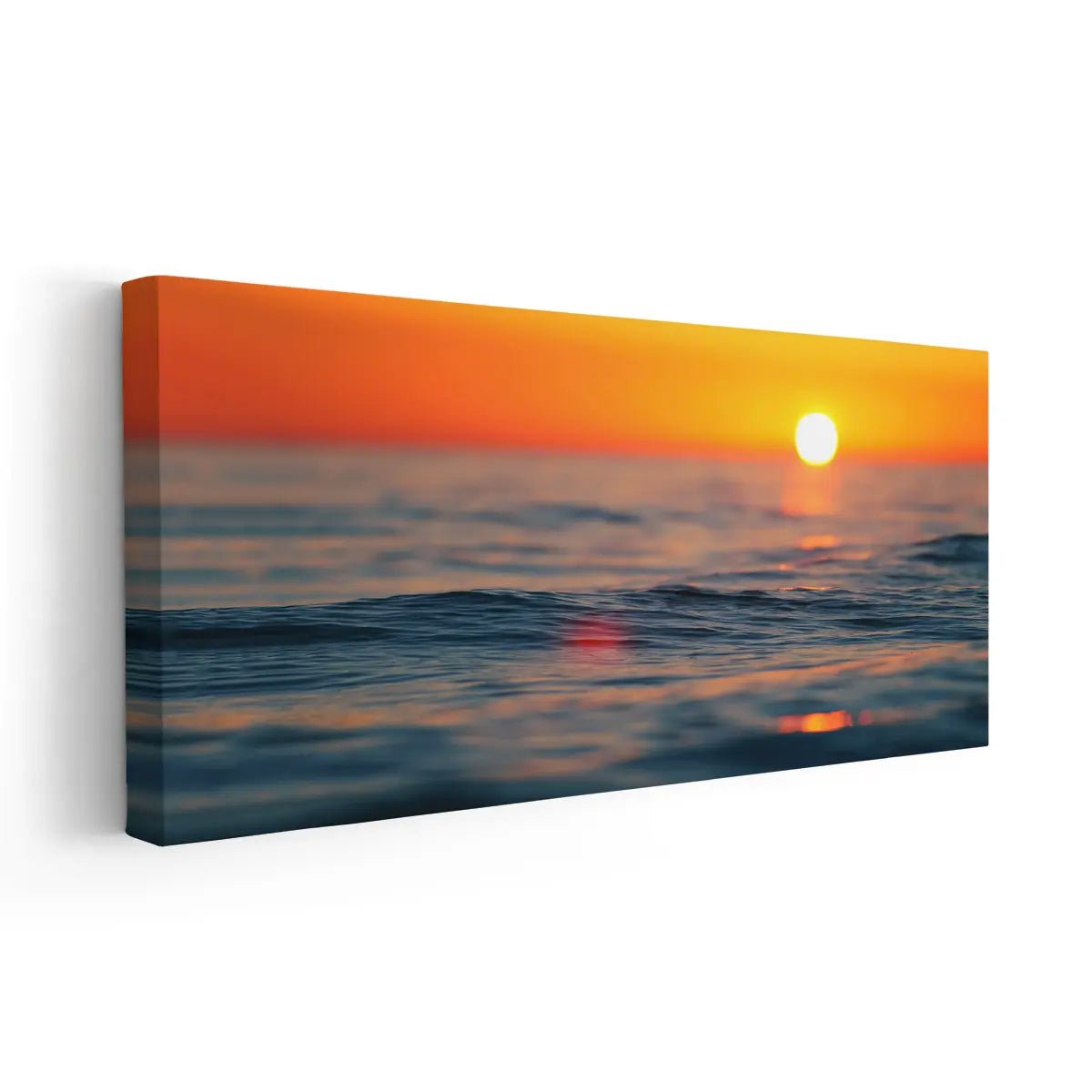 Ocean prints for wall capturing a tranquil sunset over rolling waves.