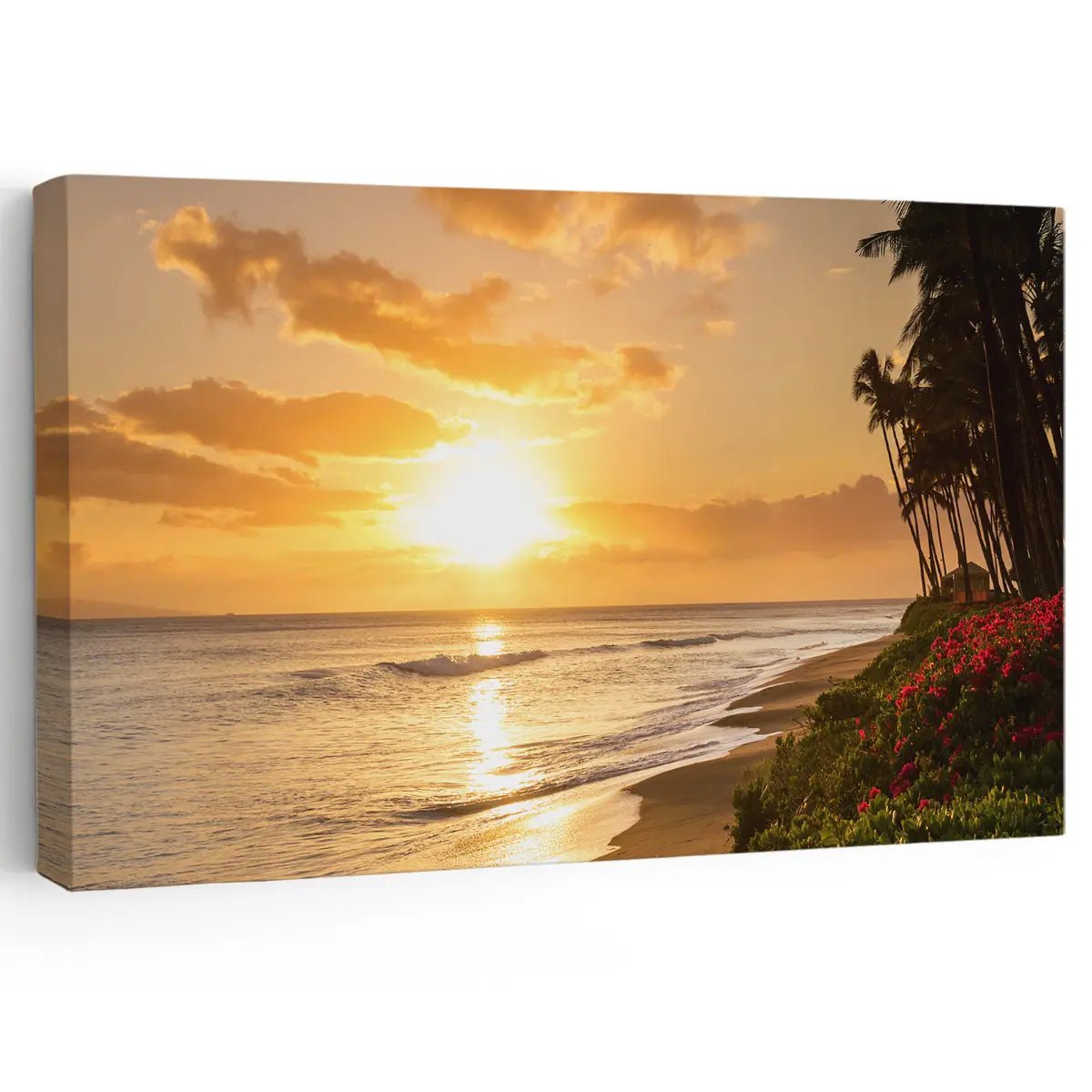 Hawaiian Sunset Beach Canvas – Coastal Wall Art of Maui, Hawaii