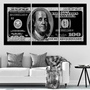 LV 100 Dollar Bill Luxury 100 Dollar Bill Wall Art LV Canvas