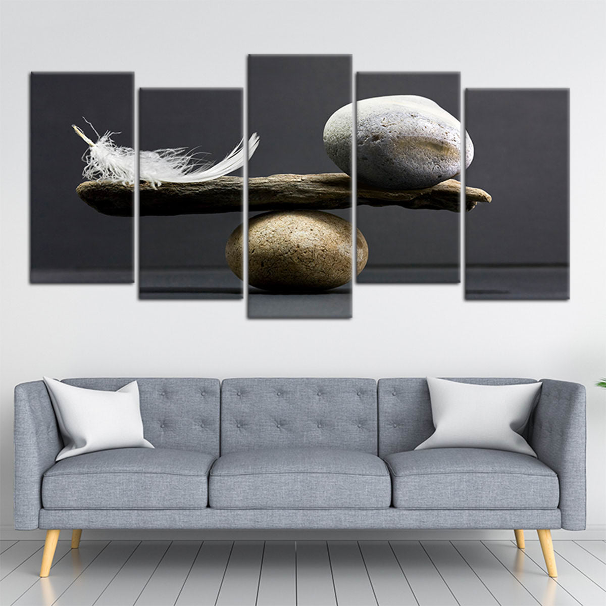 Feather And Stone Balance Wall Art-Stunning Canvas Prints