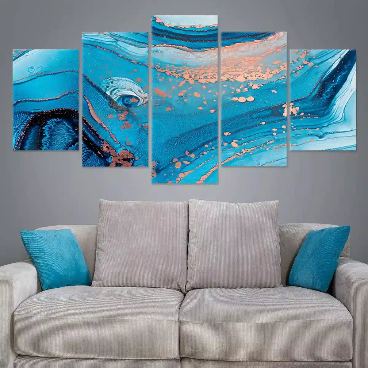 Abstract Blue Ocean Waves Wall Art For Living Room-Stunning Canvas Prints