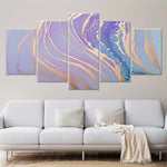 Abstract Purple and Gold Waves Wall Art For Living Room-Stunning Canvas Prints