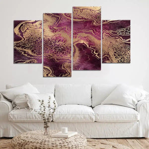 Luxurious Purple and Gold Abstract Wall Art-Stunning Canvas Prints