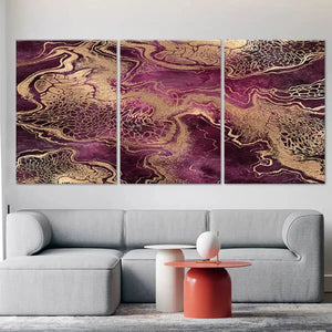 Luxurious Purple and Gold Abstract Wall Art-Stunning Canvas Prints