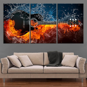 Flaming Acoustic Guitar Wall Art Canvas Print-Stunning Canvas Prints