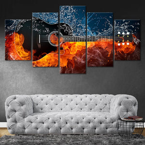 Flaming Acoustic Guitar Wall Art Canvas Print-Stunning Canvas Prints