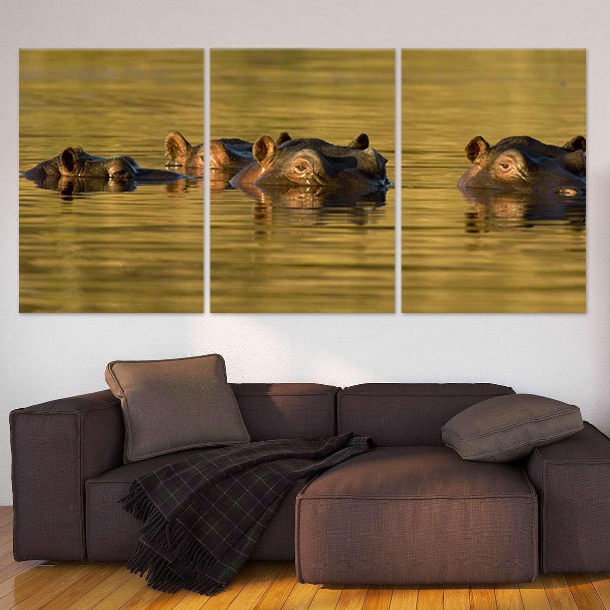 Submerged Hippos Wall Art Canvas-Stunning Canvas Prints