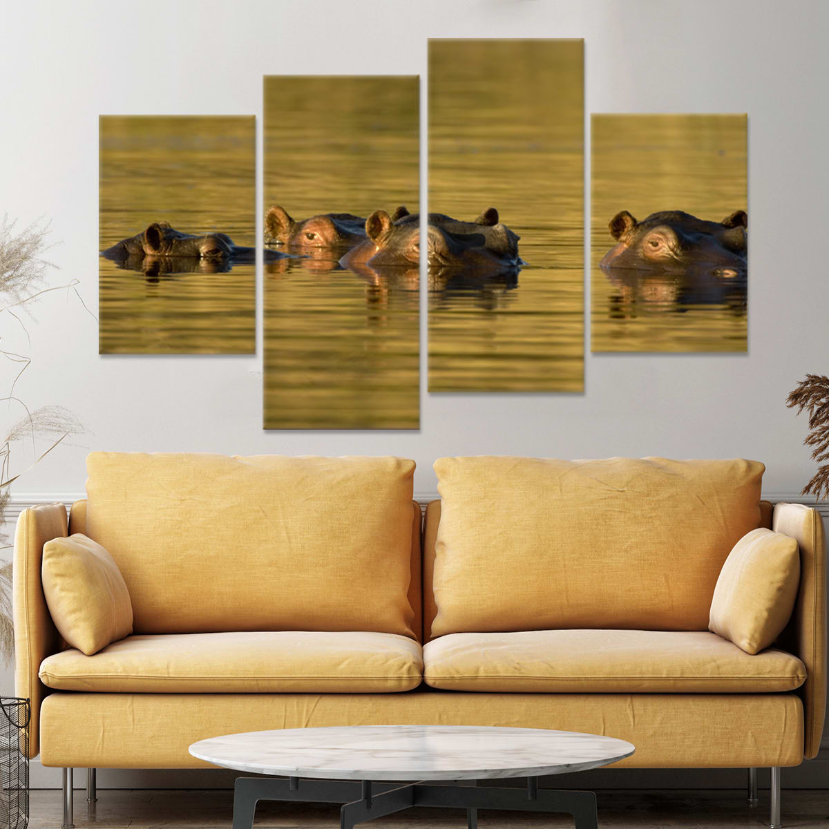 Submerged Hippos Wall Art Canvas-Stunning Canvas Prints