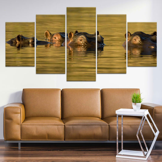 Submerged Hippos Wall Art Canvas-Stunning Canvas Prints