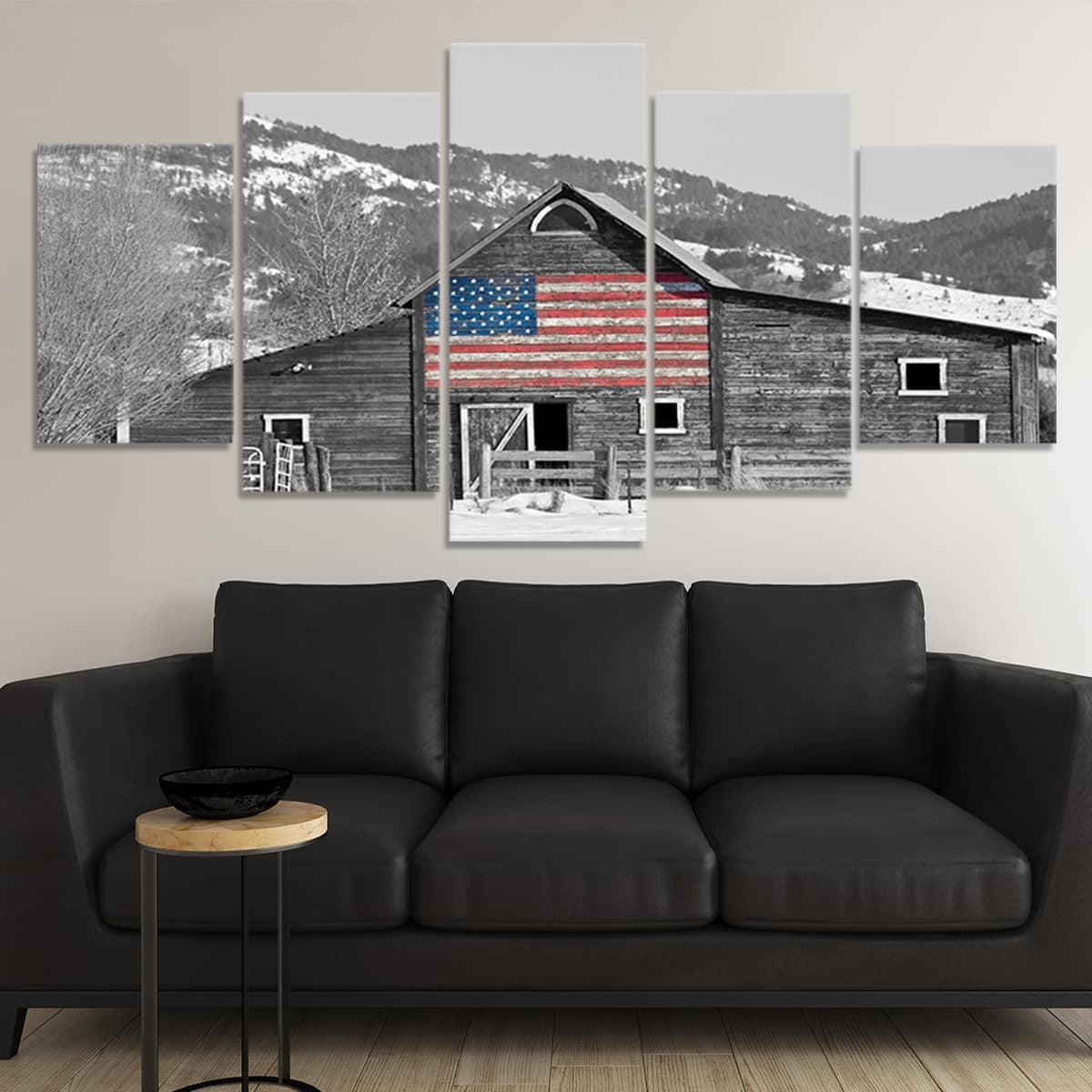 barn wall art​: barn artwork​, farmhouse barn wall art​, barn canvas wall art, Barn with flag print, patriotic wall art 