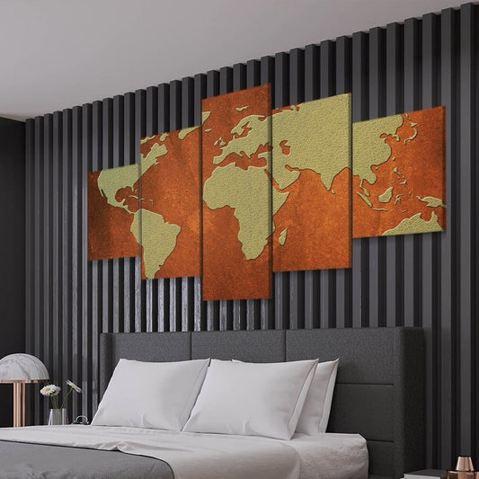 Rustic Earth Tones World Map Wall Art-Stunning Canvas Prints