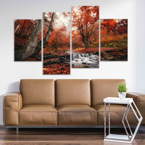 Red Autumn Forest Wall Art Canvas-Stunning Canvas Prints