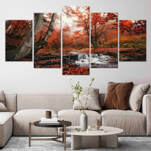 Red Autumn Forest Wall Art Canvas-Stunning Canvas Prints