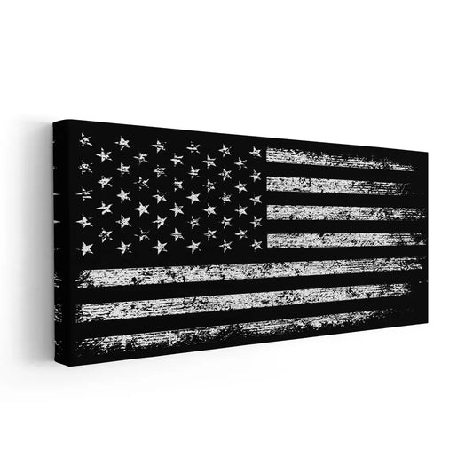 Black And White American Flag Wall Art-Stunning Canvas Prints