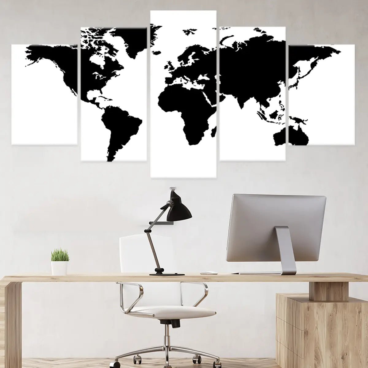 Black And White World Map Wall Art-Stunning Canvas Prints