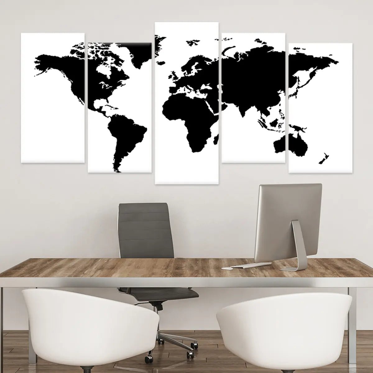 Black And White World Map Wall Art-Stunning Canvas Prints