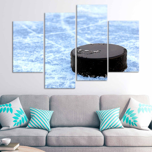 Black Hockey Puck Canvas Wall Art-Stunning Canvas Prints