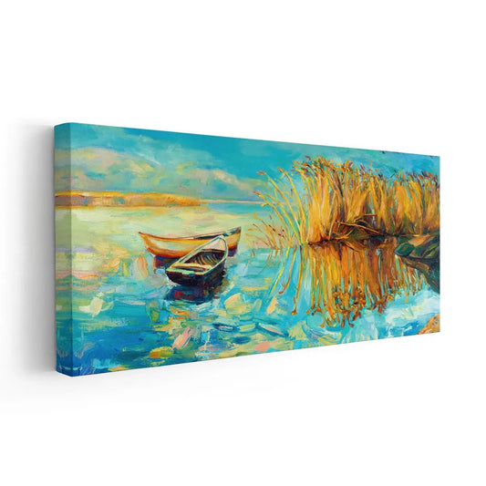 Boats At Lake Wall Art Canvas Print-Stunning Canvas Prints