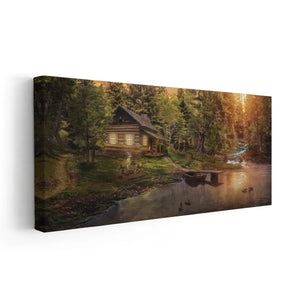 Cabin By The River Wall Art Canvas Print-Stunning Canvas Prints