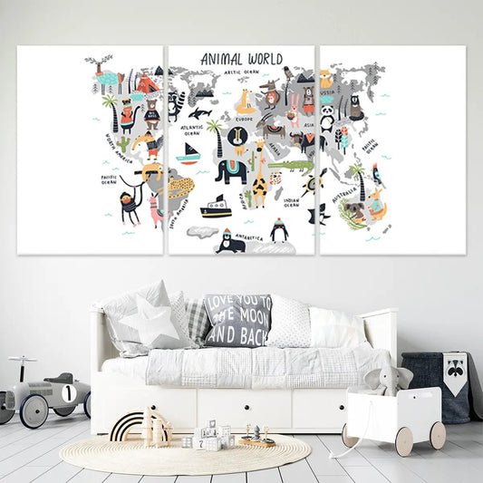 Nursery World Map Wall Art Canvas Print-Stunning Canvas Prints