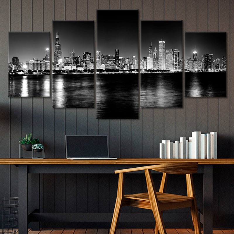 Black And White Chicago Skyline Wall Art Canvas-Stunning Canvas Prints