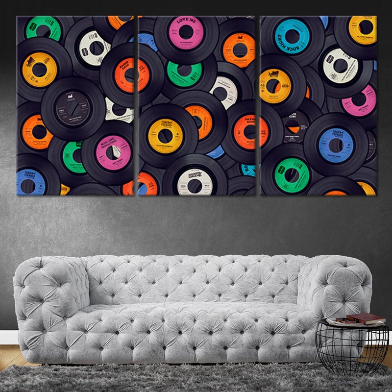 Colorful Vinyl Records Multi Panel Canvas Wall Art