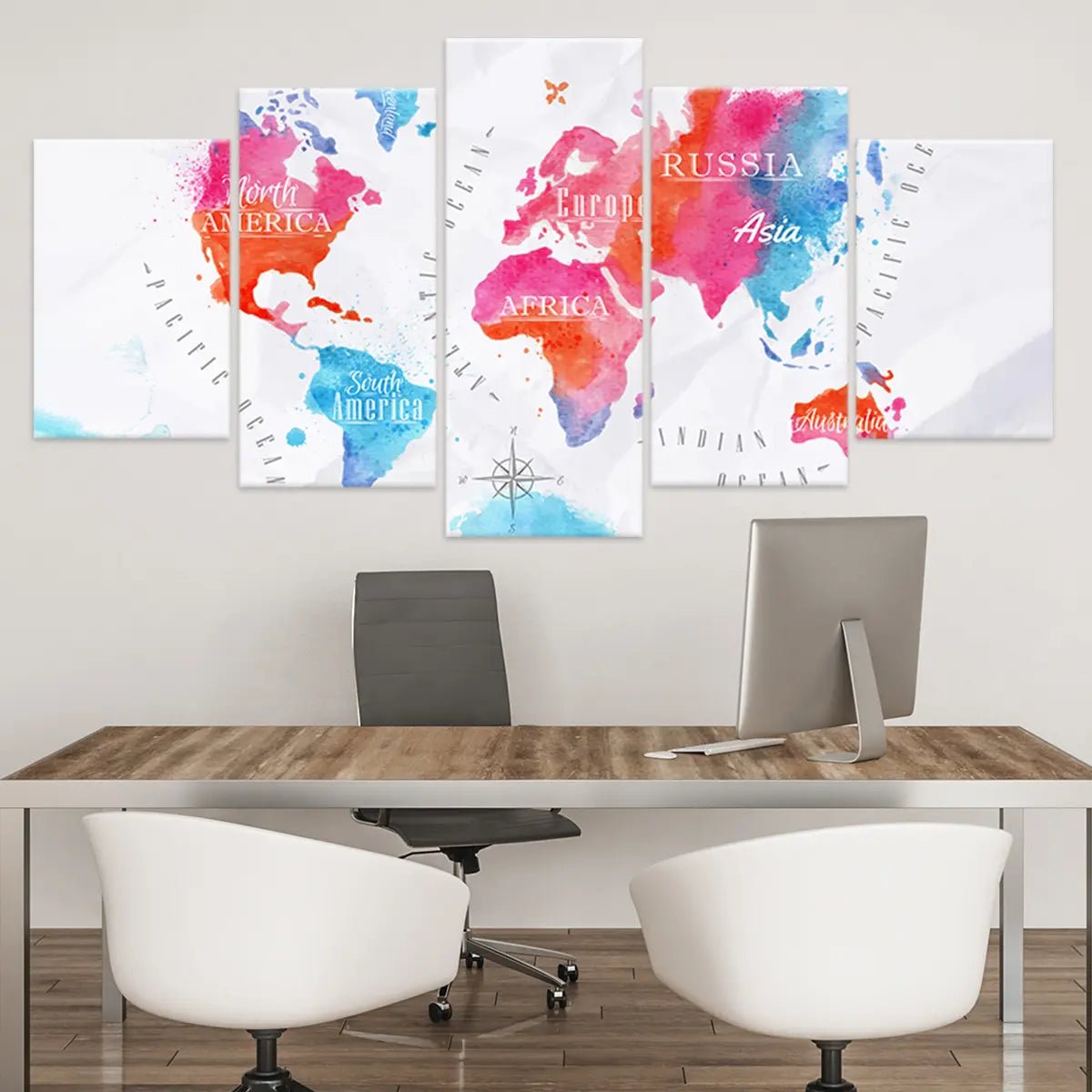 Continents World Map Wall Art-Stunning Canvas Prints