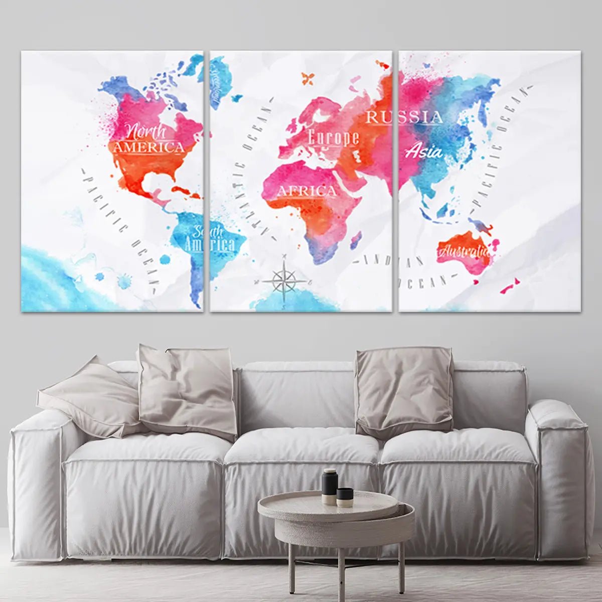 Continents World Map Wall Art-Stunning Canvas Prints